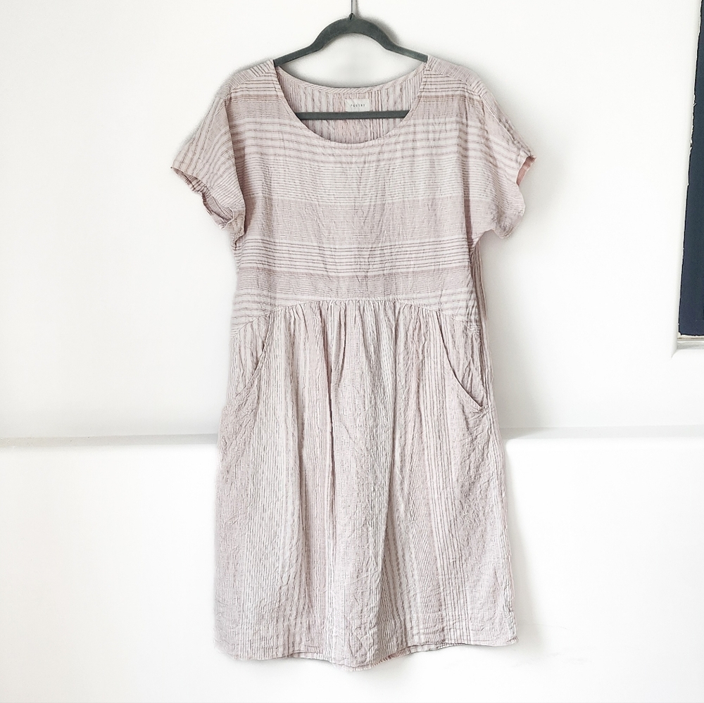 Poetry HEMP-organic Cotton Blush Pink Textured Dress Size 4-6